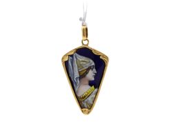 Antiker Anhänger aus Limoges Porzellan 18K Gelbgold *S2046