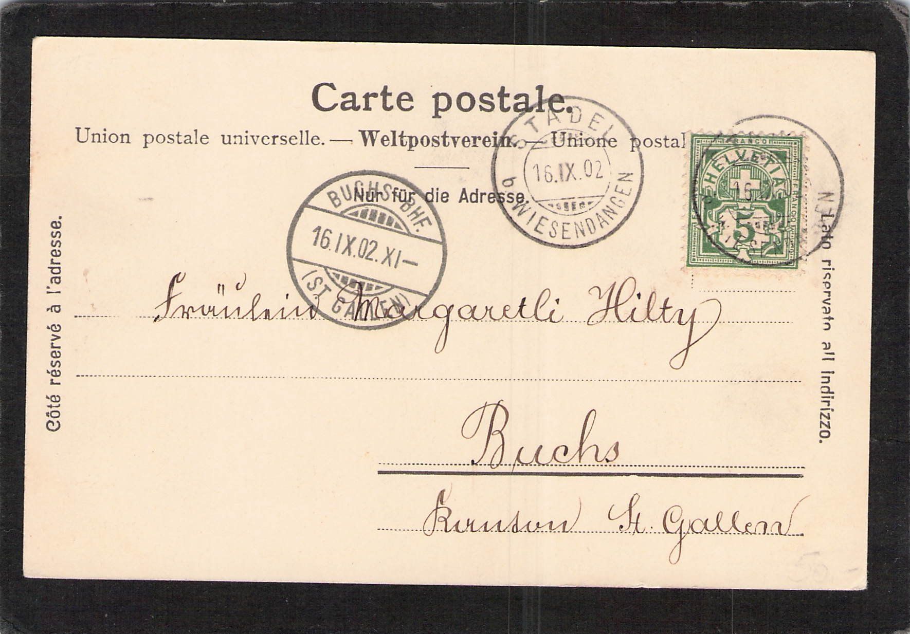 Cartoline postali: Mörsburg ZH , gel. 1902 – Usato da Reichenburg venduto da Pipo-67 1