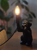 Affen-Lampe / Tischlampe schwarz mit LED-Glühbirne