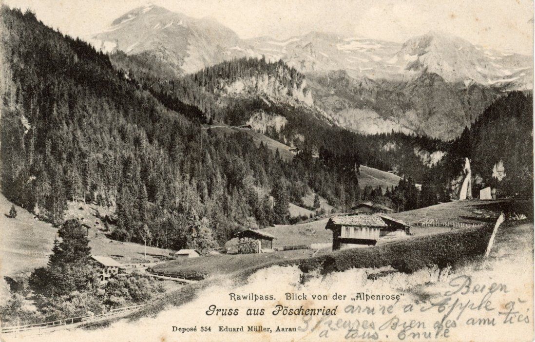 Cartoline postali: Pöschenried   BE   -   Rawilpass       um 1904 – Usato da Brig venduto da Valcards54