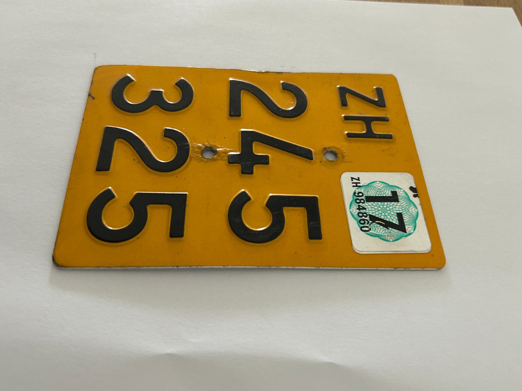 Insegne: Mofa Töffli Schild ZH 245 325 gelb – Usato da Uster venduto da Joelsimondunja 2