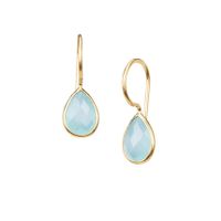 Goldige Ohrhänger mit Chalcedon-Tropfen, neu! Protsaah