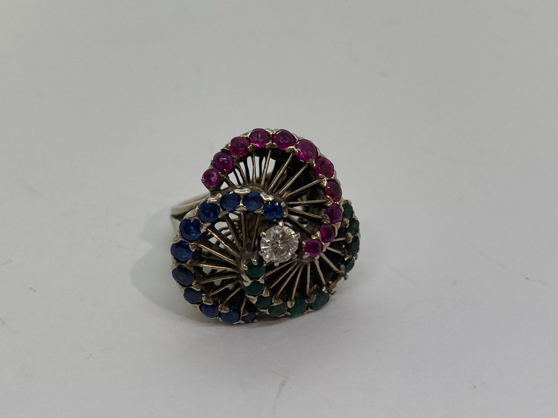 Anelli: Ring Diamant, Saphir, Rubin & Smaragd Silber /i426 – Usato da Bern venduto da JMsoehne1987