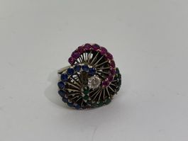 Ring Diamant, Saphir, Rubin & Smaragd Silber /i426