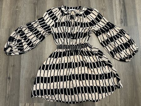 Kleid Mango schwarz beige Muster Gr. XXS