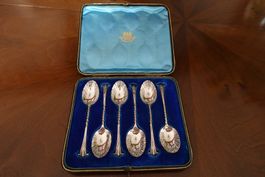 Antikes Sterlinbg Silber Löffel Set-Birmingham 1899, im Etui