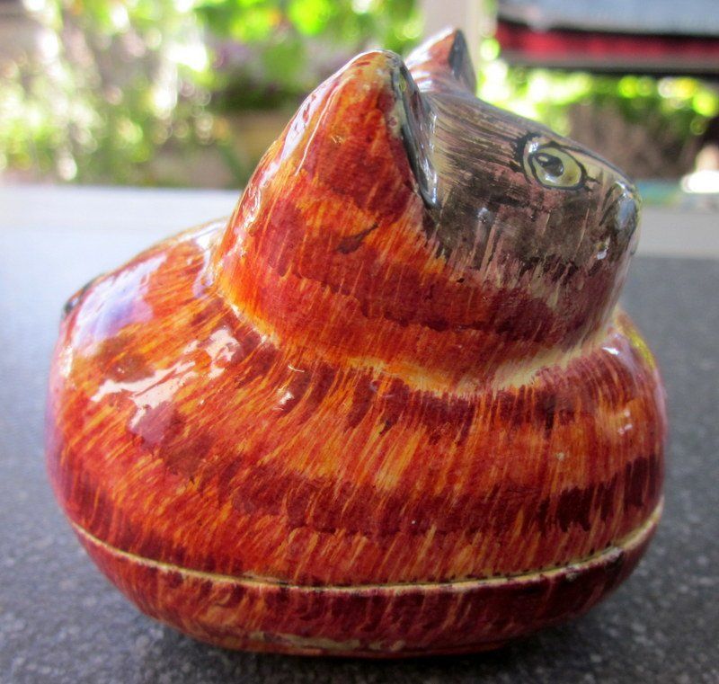 Statuette: Dose Katze aus Papiermache – Usato da Bischofszell venduto da Pfau0 6
