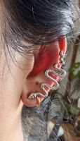 New snake earring with cuff - silver metal
