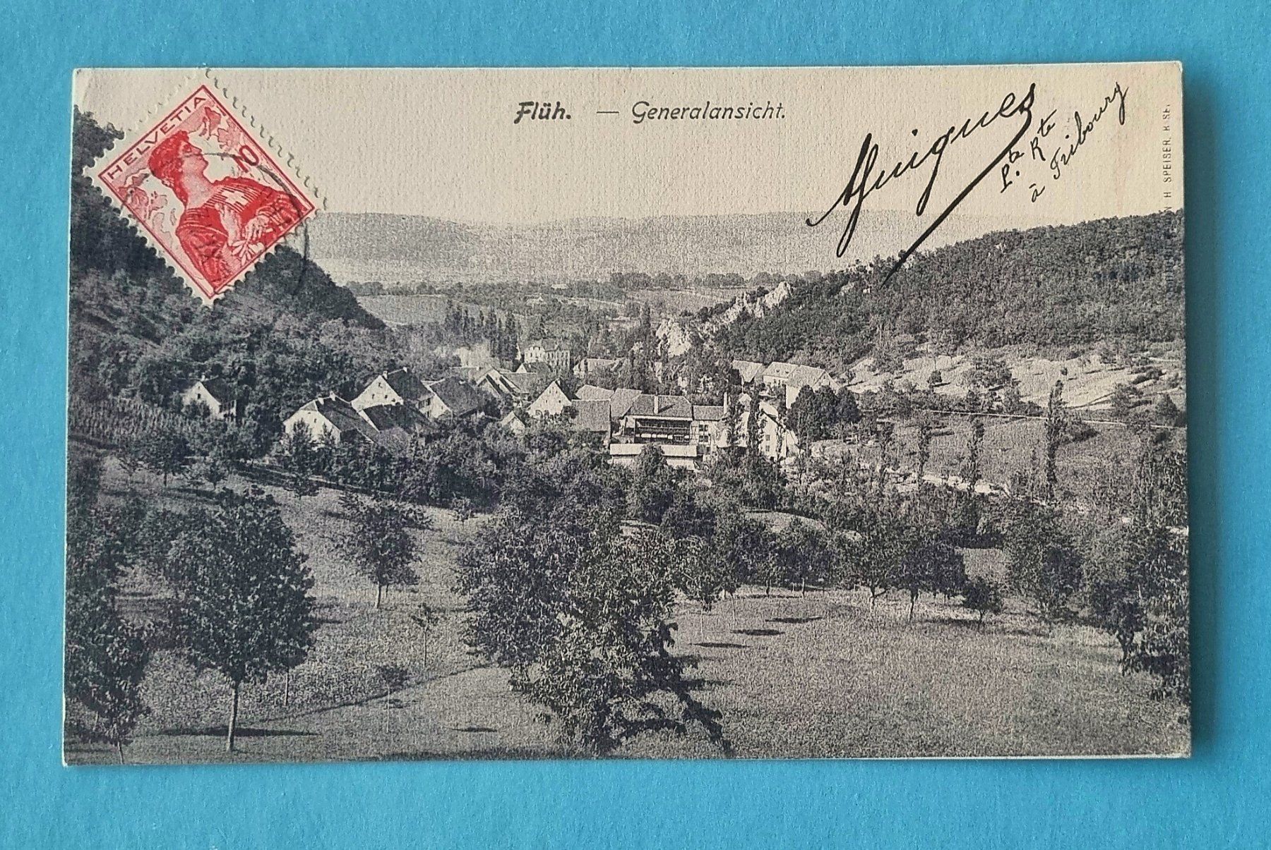 Cartoline postali: Flüh (SO)  - Leimental - Dorfansicht - 1912 – Usato da Rothrist venduto da RROENK