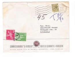 Attrakiver Strafportobrief. FIAT Viareggio-Bern
