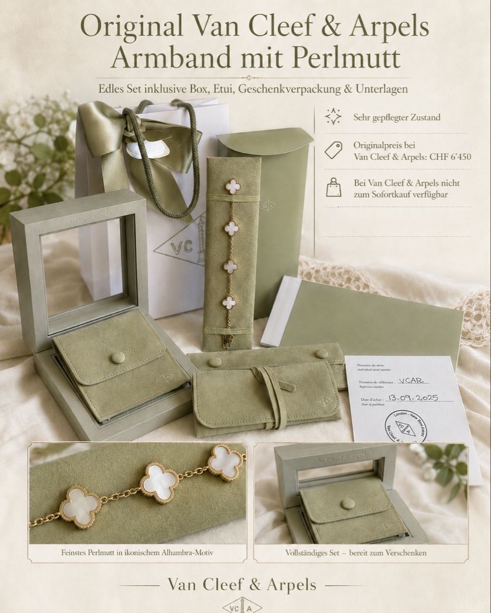 Van Cleef Armbänder & -reifen: Original Van Cleef & Arpels Pure Alhambra Armband & Perlmutt – Gebraucht aus Bern von AndrewHM