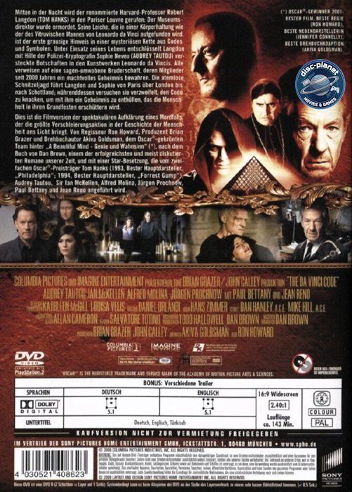 Tutti i DVDs: DVD - The Da Vinci Code – Sakrileg (2006) – Usato da Embrach venduto da disc-planet 1