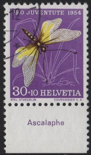 Alle Briefmarken: 30 Rp. Schmetterlingshaft mit TAB (Ascalaphe) – Gebraucht aus Eglisau von Chperfins