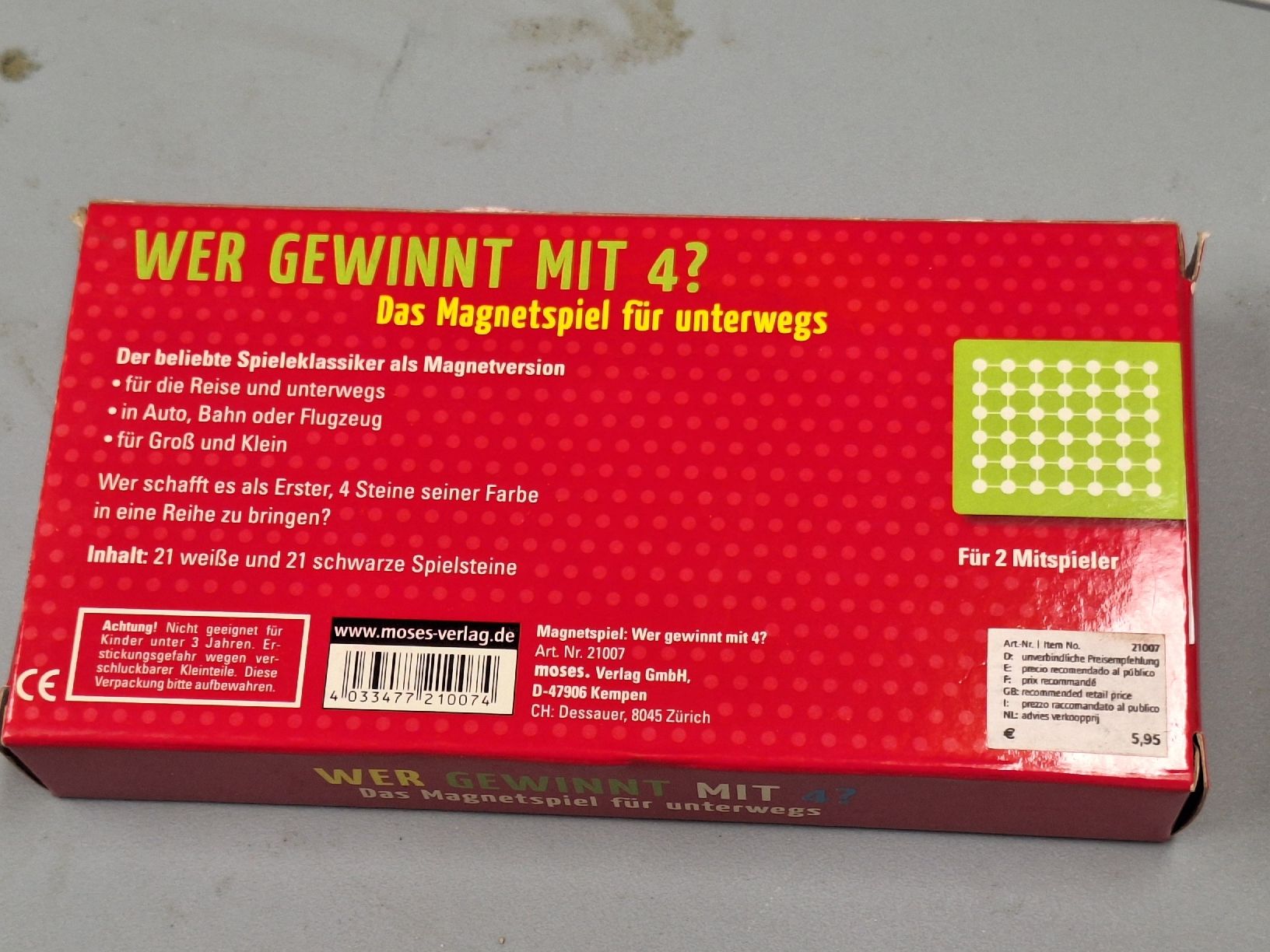 Giochi: Wer gewinnt mit 4,Magnetspiel – Nuovo e nell'imballaggio originale da Niederglatt ZH venduto da Bobsli 1