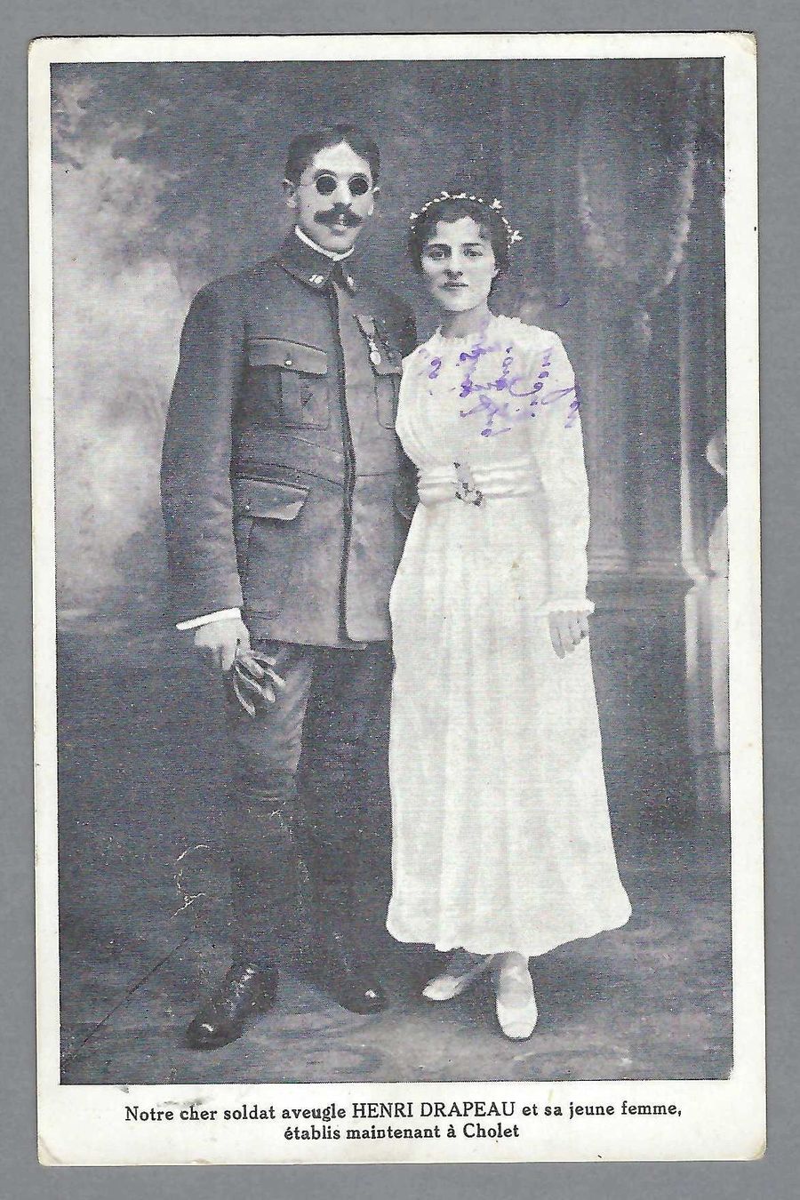Cartoline postali: 1920, H. DRAPEAU, SOLDAT AVEUGLE, CHOLET – Usato da Pura venduto da ulisse1957