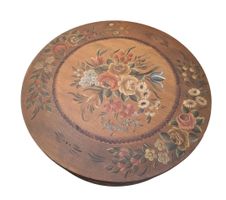 Magnifique grand boite en bois ancienne peint main