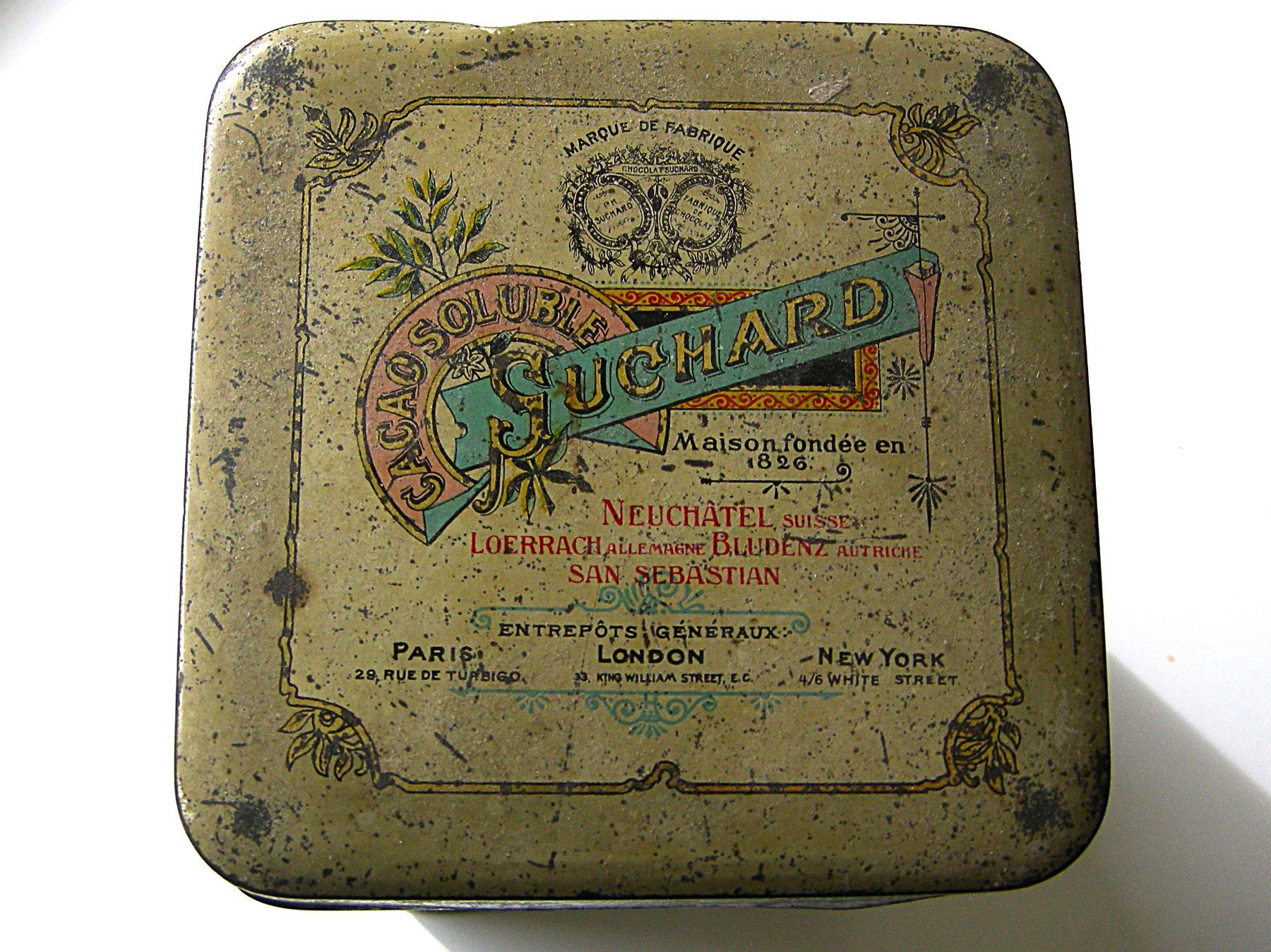 Suchard Barattoli: antike Blechdose Suchard Cacao – Usato da Luzern venduto da chf_zvb8 4