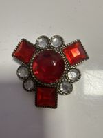 Brosche im Barock / Byzantinischen Stil Antik-Bronze mit rot