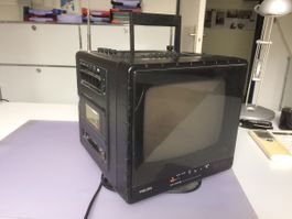 Vintage tragbares Philips Radio/TV/Kassetten Gerät