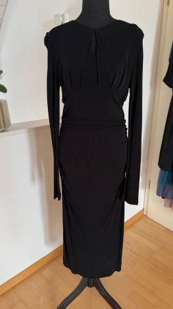 BOSS Kleid Schwarz langarm gerafft Gr. L *NEU*