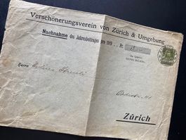 Nachnahme 1919 Verschönerungsverein Zürich Tell aufdruck