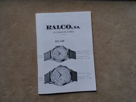 Ralco S.A. Uhren Katalog mit Preisen,  Vintage