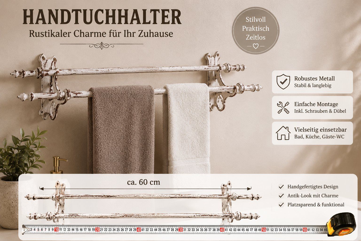 Porte manteau: Neuware Handtuchhalter Shabby Chic – Neuf avec emballage d'origine à Kirchdorf AG par coco123