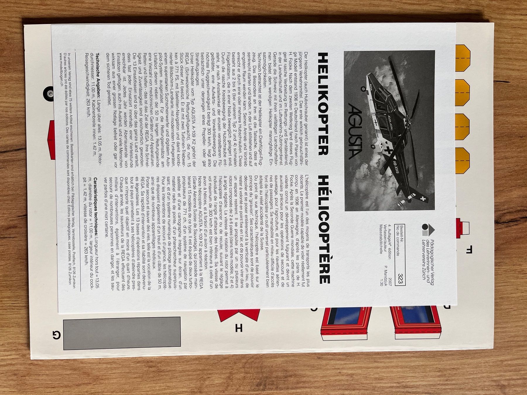 Kit bricolage: 1 Modellbogen Pädagogischer Verlag Helikopter – Usato da Büsserach venduto da bor_s88m