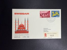 Swissair Erstflugbrief Zürich-Istanbul 1963