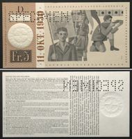 INTERKANTONALE LANDES-LOTTERIE - SPECIMEN 5 Franken 1950 I