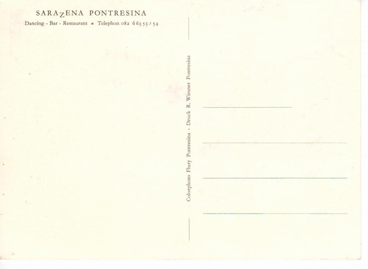 Ansichtskarten: Sarazena Pontresina - Dancing - Bar – Gebraucht aus Wolhusen von Curver9 1