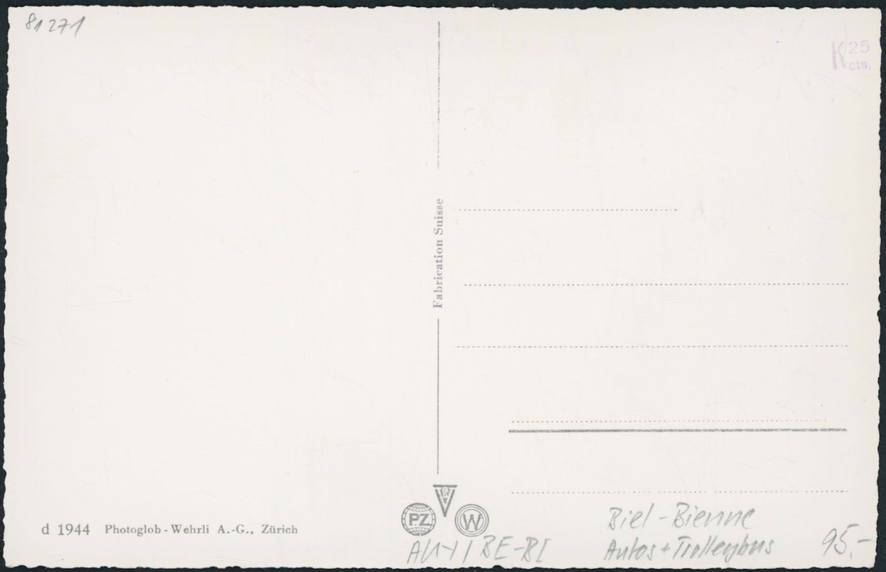 Cartes postales: BE Biel - Bienne - Auto - Bus - Trolleybus – Neuf (Voir description) à Schindellegi par masutka7 1