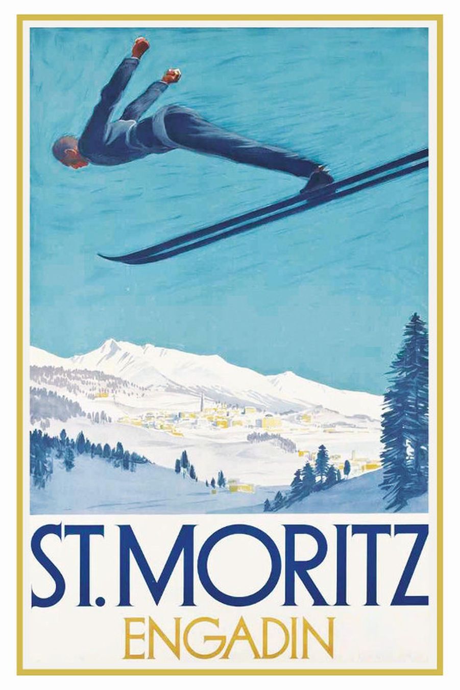 Insegne: Blechschild-ST.MORITZ -ENGADIN-SKISPRING – Nuovo e nell'imballaggio originale da Rupperswil venduto da big-one-sale
