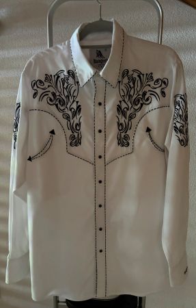 Westernhemd Weiss Grösse XL mit Stickerei
