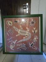 Wandbild im Stil der Aborigines Tuch gerahmt 100 x 100 cm