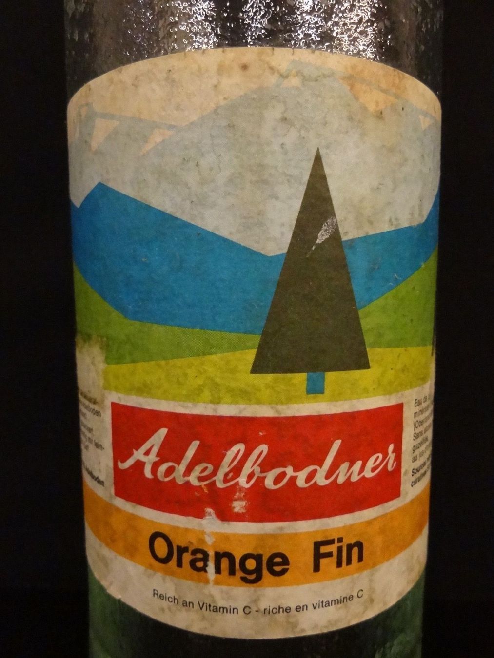 Bicchieri, Caraffe & Bottiglie: alte Flasche ADELBODNER ORANGE FIN 1962 – Usato da Kerzers venduto da Flaschenposten 3