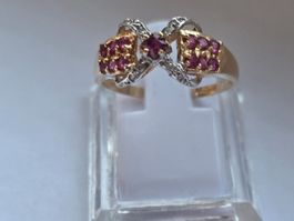 585 Gold Ring + Rubinen & Diamanten