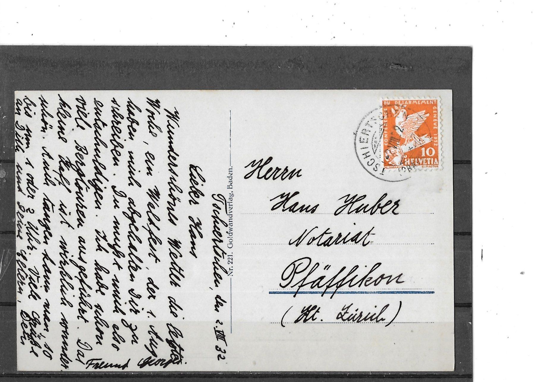 Cartoline postali: GR Tschiertschen 1932 – Usato da Schocherswil venduto da Wilare 1