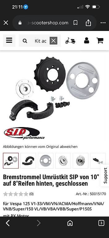 Accessori per altri veicoli: Vespa 10 auf 8Zoll Conversion/Sip – Usato da Balzers venduto da snowball11