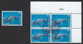 1983 80 Rp 4er Block und Einzelmarke gestempelt ungelaufen