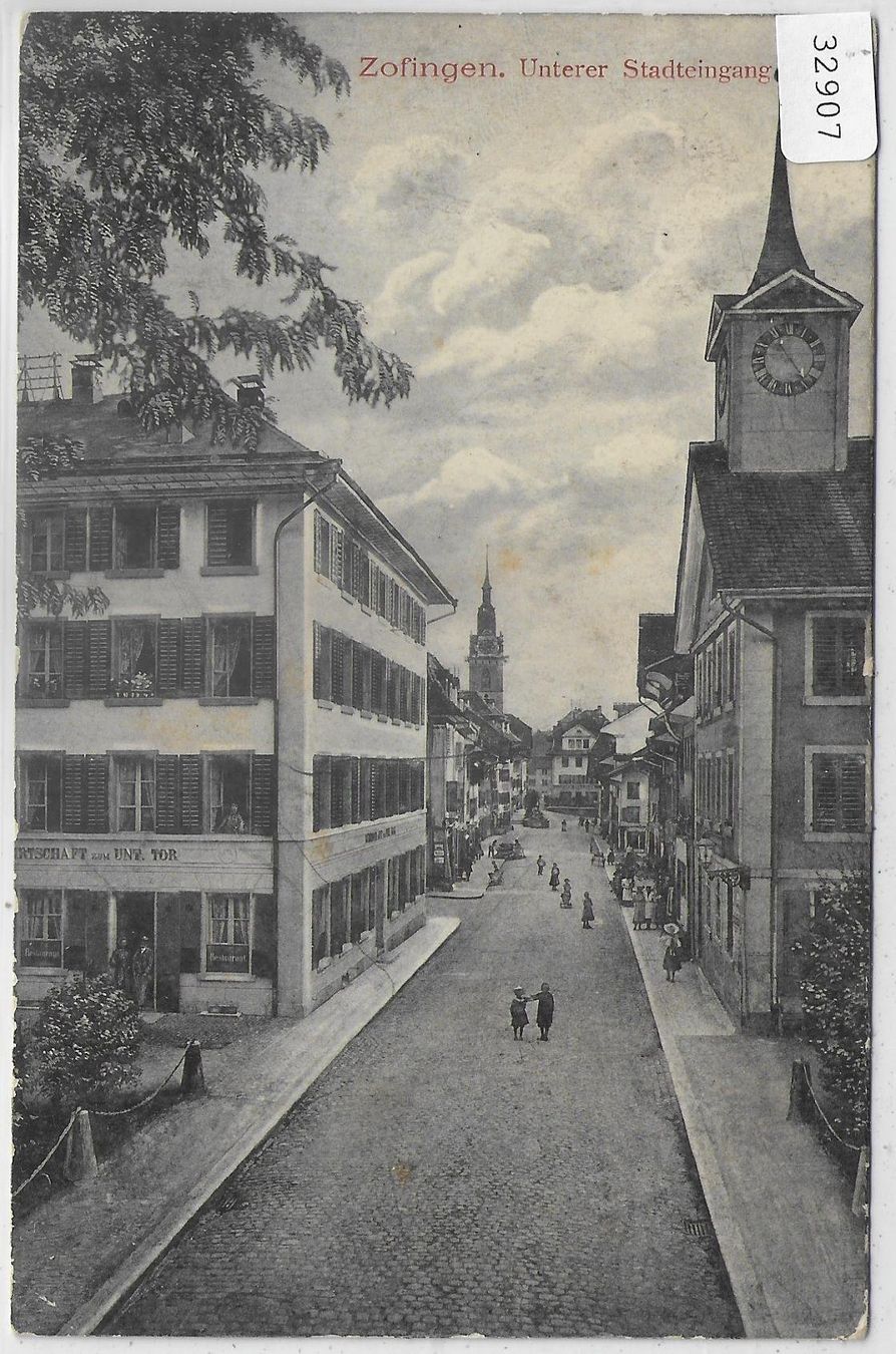 Cartoline postali: Zofingen - Unterer Stadteingang - animee belebt – Usato da Ettingen venduto da Kartenplanet