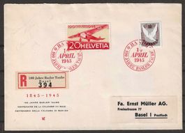 1945 : Block Einzelwert W22 auf Ausstellungbrief - ET