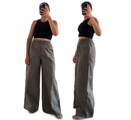 New Benetton Olive Green Wide Leg Pants -S