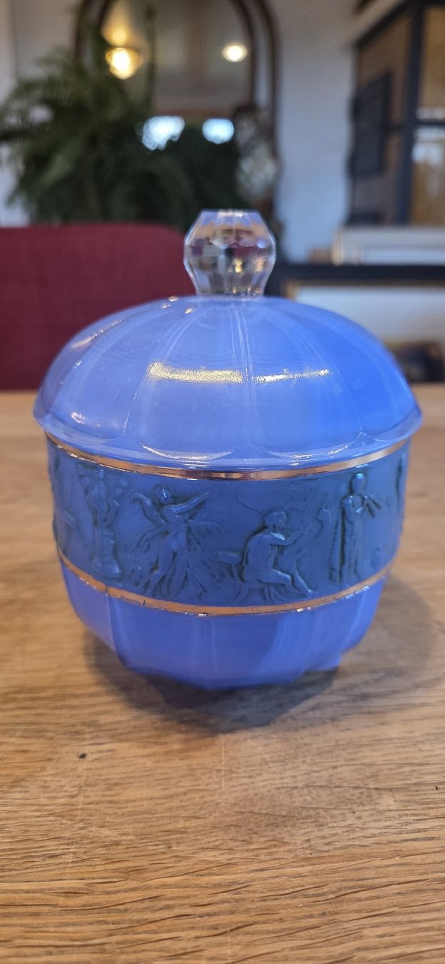 Zuccheriere: Art Déco Deckeldose Blau – Usato da Rehetobel venduto da hobirot01