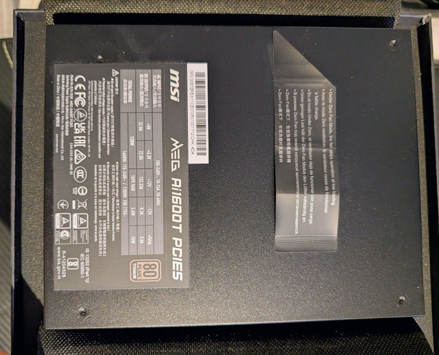 MSI PCs: MSI MEG Ai1600T – D'occasion à Freienbach par flo_8h2q 2