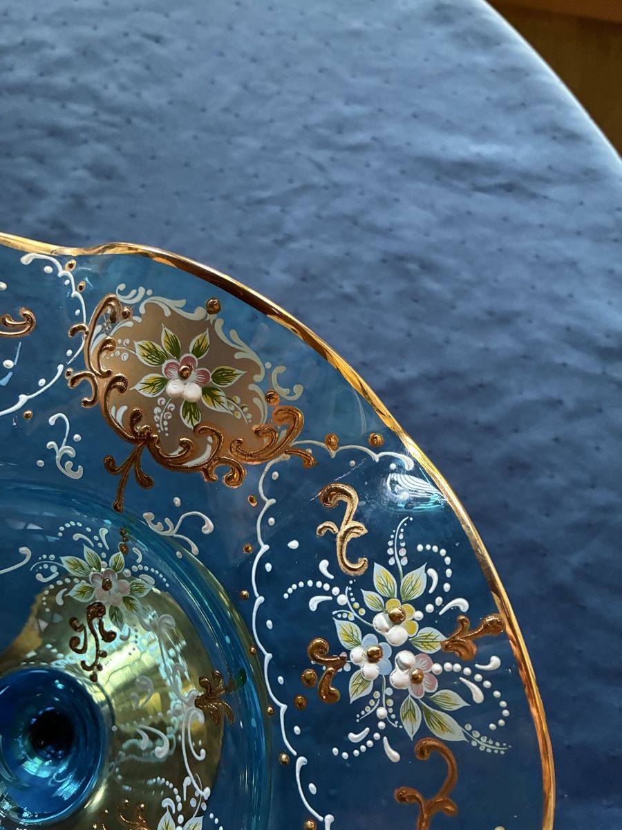 Murano Verres: Murano - Grosse Fussschale blau – D'occasion à Dornach par Rosengarten 4