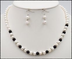 Süsswasser Zucht-Perlen Set mit Achat, Kette ca.  ca. 46.5cm