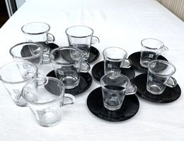 10 NESPRESSO Tassen Glas mit Unterteller