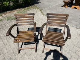 klappbare Gartenstühle aus Holz mit Armlehnen (2 Stück)