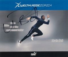 Usain Bolt Autogramm signiert Foto 13x16cm Weltklasse Zürich